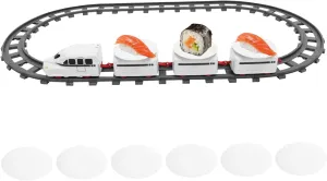 22Pcs/Set Sushi Train Rotating Table Food Train Set with 1 Head, 3 Carriages and More, Battery Powered Electric for Dining Table or Kids Gifts(No Sushi) &