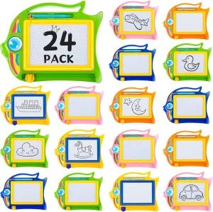 24 Pcs Mini Erasable Doodle Board Small Magnetic Drawing Pad Kids Party Favors Magnet Sketch for Goodie Bag Stuffers Prizes, Colors at Random