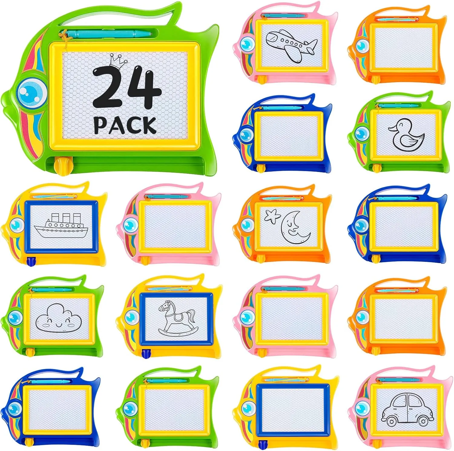 24 Pcs Mini Erasable Doodle Board Small Magnetic Drawing Pad Kids Party Favors Magnet Sketch for Goodie Bag Stuffers Prizes, Colors at Random