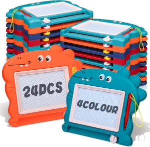 24 Pcs Mini Magnetic Drawing Board for Kids Small Erasable Doodle Board Portable Mini Sketch Pad Travel Writing Pad for Birthday Party Favors Game Prizes Classrooms Rewards 4 Colors