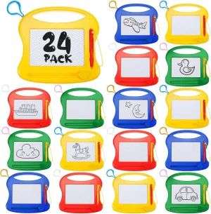 24 Pieces Mini Magnetic Drawing Board for Kids Toddler, Erasable Small Doodle Drawing Board Bulk Writing Painting Sketching Pad Toy for Classroom Rewards Party Favors Student Gifts(Cute)