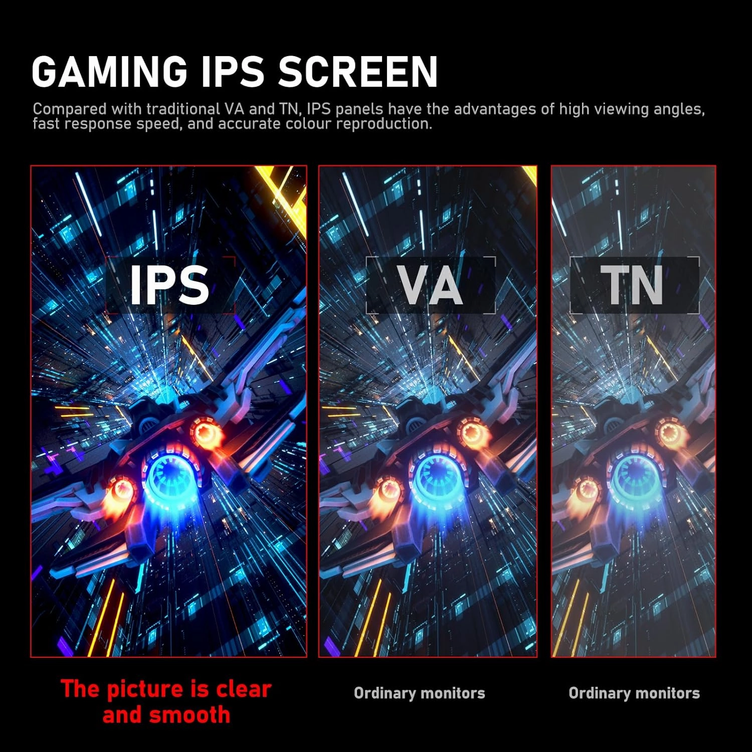 24.5 Inch IPS PC 200Hz Gaming Monitor, FHD 1080p Screen, 1ms Without Bezel, freesync, 99% sRGB, 178 ° Angle View, HDMI、DisplayPort, Compatible with Wall mounting 75 * 75MM - Black