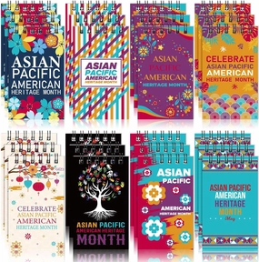 24 Pcs Mini Asian Pacific American Heritage Month Notebooks Hispanic Heritage Notebooks Pocket Small Memo Pad Heritage Spiral Notepads Gift for Office Party Favor Supplies (Asian Pacific)