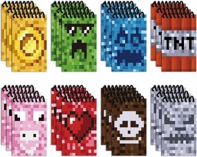 24 Pcs Multicolor Pocket Miner Style Notepads,Pixelated Themed Party Decorations,Classroom Supplies for Teachers,Boys Girls Mining Birthday Party Favors,Mini Notebooks For Kids' Parties (24 Pcs)