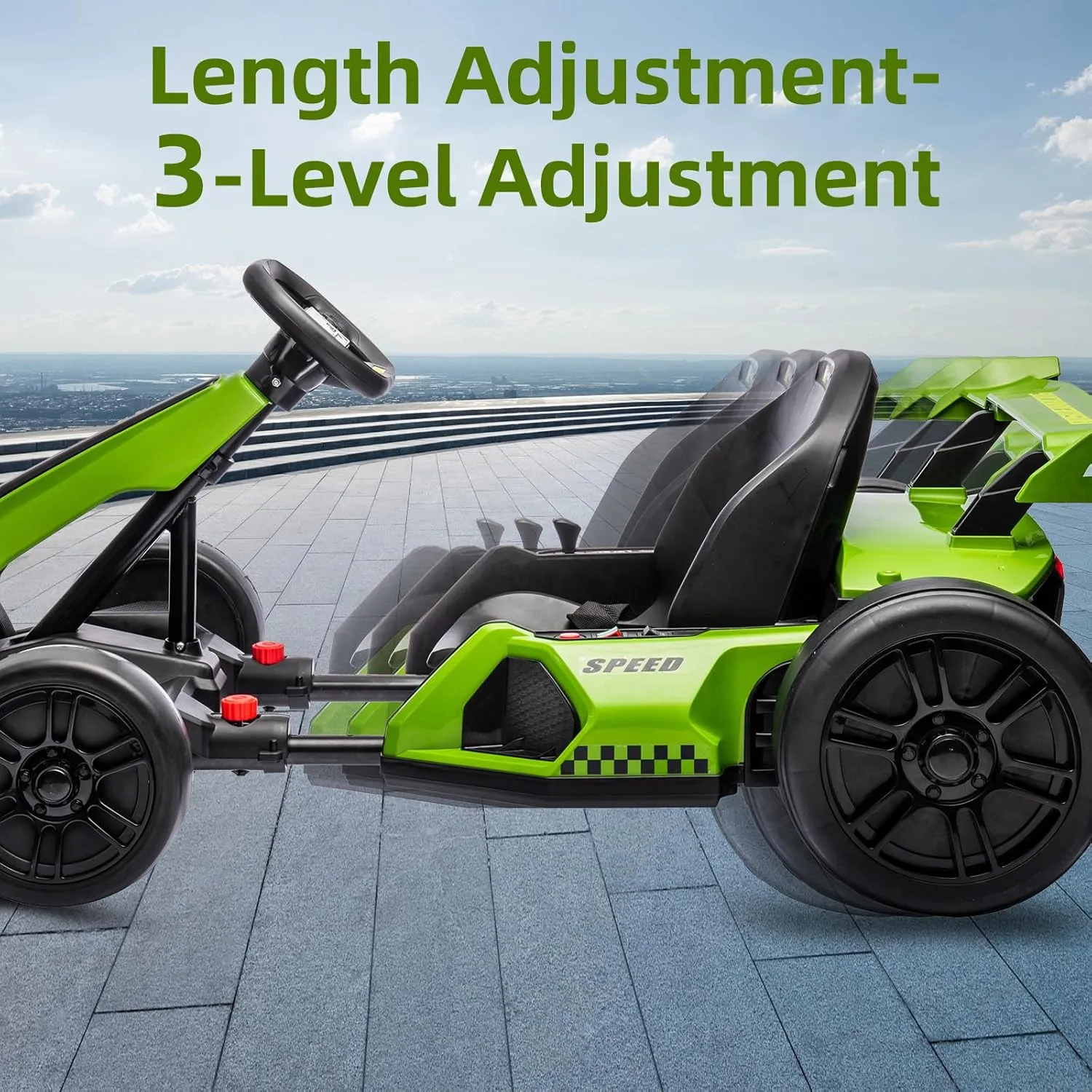 24V Kids Go Kart,300W Powerful Electric Drift Kart Car with Adjustable Seat,IDE On Toy with 4 Speed Mode,Big Battery, Drift/Sports Mode, Eva Tire, Brake Pedal for Age 6-12,Green