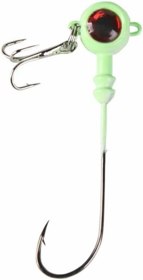 25 pcs Jig Head Fishing Hooks Luminous 3D Eyes Treble Hook for Bass Fishing ﻿