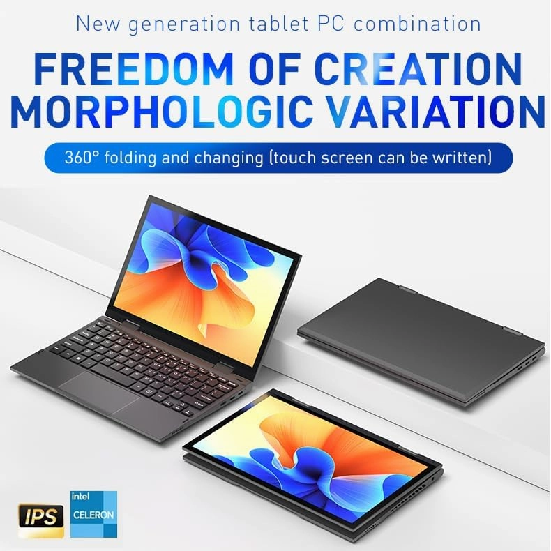 2-in-1 Mini Laptop: 10.95" 2K FHD IPS Touchscreen, N95 CPU,16GB DDR5 RAM 1TB SSD, Metal Body, Win 11 Pro/Office 2019, Full-Function Type-C, Fingerprint Sensor, Backlit Keyboard (16G 1TB)