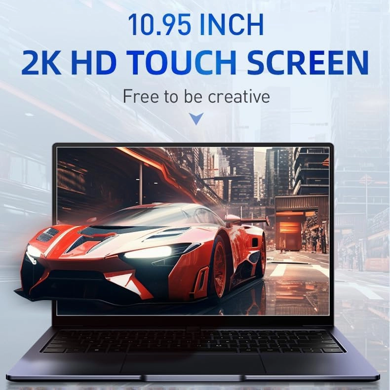 2-in-1 Mini Laptop: 10.95" 2K FHD IPS Touchscreen, N95 CPU,16GB DDR5 RAM 1TB SSD, Metal Body, Win 11 Pro/Office 2019, Full-Function Type-C, Fingerprint Sensor, Backlit Keyboard (16G 1TB)