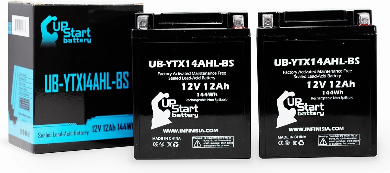 2-Pack UB-YTX14AHL-BS Battery Replacement for 1993 Bimota YB8/YB10 1000 CC Motorcycle - Factory Activated, Maintenance Free, Motorcycle Battery - 12V, 12AH, UpStart Battery Brand