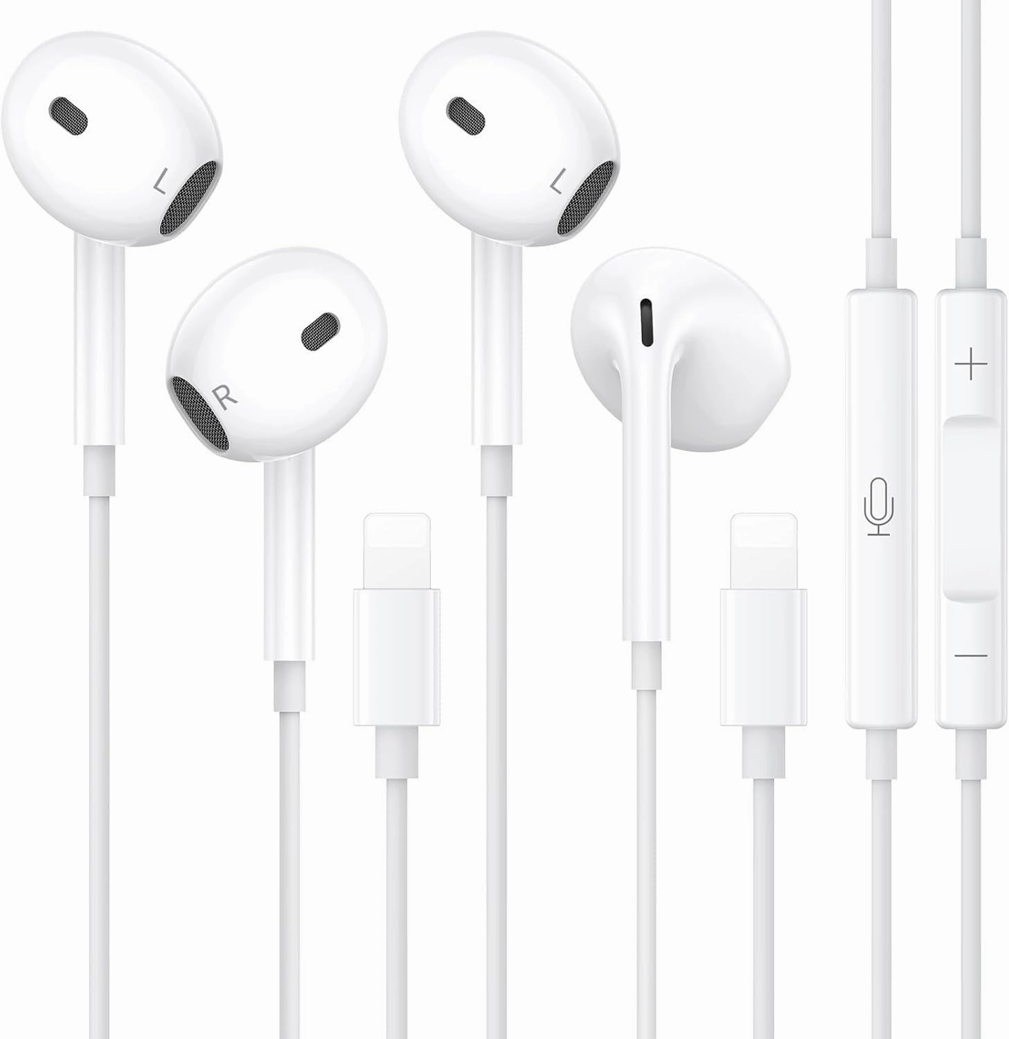 2 Packs - for iPhone Headphones Wired Earbuds Earphones with Built-in Microphone & Volume Control Noise Reduction [MFi Certified] Wired Headphones for iPhone 14/13/12/11/Pro/Pro Max/SE/Pad/XR/XS/X