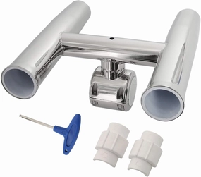 2 Tube Rocket Launcher Adjustable Rod Holder fit for 1" or 1.26" Highly Polished Stainless Steel Adjustable Fish Rod Holders
