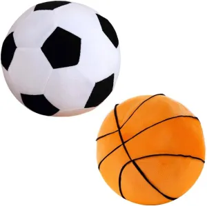 2Pcs Plush Stuffed Basketball and Soccer Ball Pillow 3D Simulated Football Sports Throw Pillows Cushions for Christmas Holiday Bedroom Nursery Room Decoration Kids Gifts