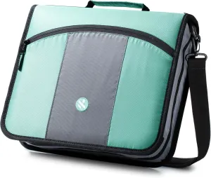 3 Inch 3 Rings Zipper Binder, Round Ring Binder with Expanding Files, Handle and Shoulder Strap, Green