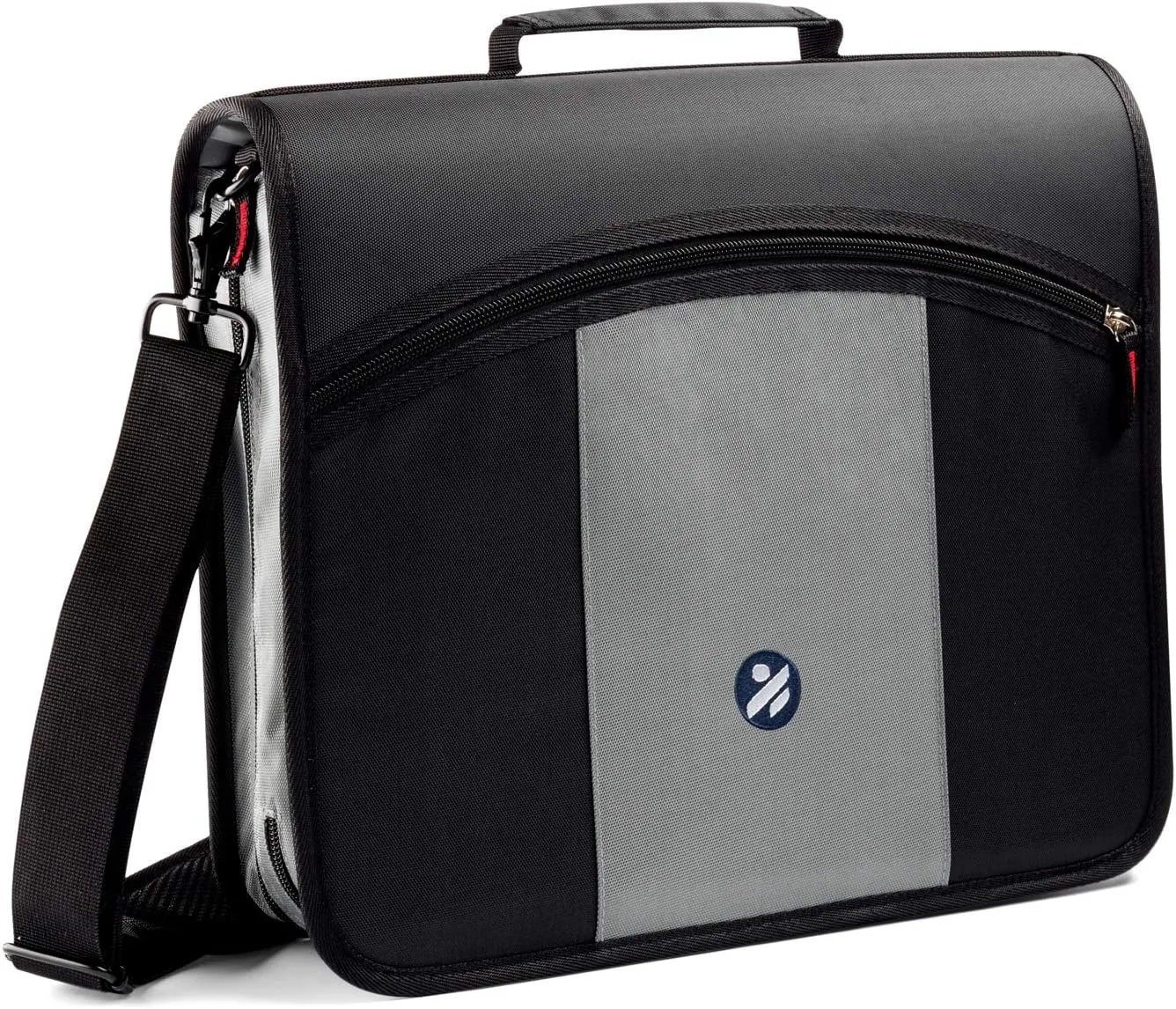 3-Inch Zipper Binder, 3 Round Rings Binder with Expanding File and Shoulder Strap, Black