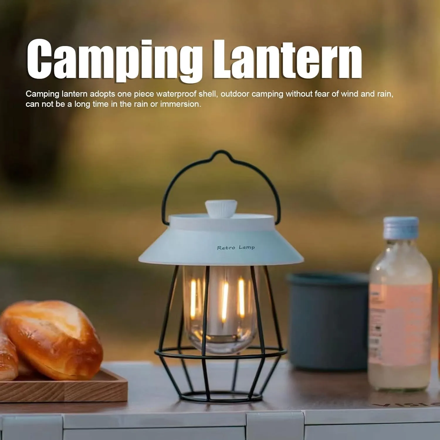 3 Modes Handheld Camping Lantern Camping Accessories Emergency Light Waterproof USB Rechargeable Lantern Camping Gear for Camping Hiking Fishing Power Outages