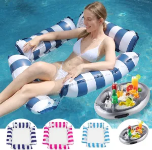 3-Pack Inflatable Pool Floats   Pool Ice Bar - All-in-One Floating Mat, Swim Bed, Party Pad, Quick Inflation for Adults, Bright Colors, Water Recreation at Beach, Lake & Summer Pool Parties