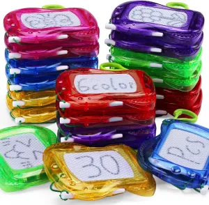 30 Pack Mini Magnetic Drawing Board for Kid(6 Colors), Keychain Clip Doodle sketch Writing Pad, Toy Bulk for Toddler Rainbow Birthday Party Favor Classroom Supplies Treasure Box Prize Goody Bag Filler