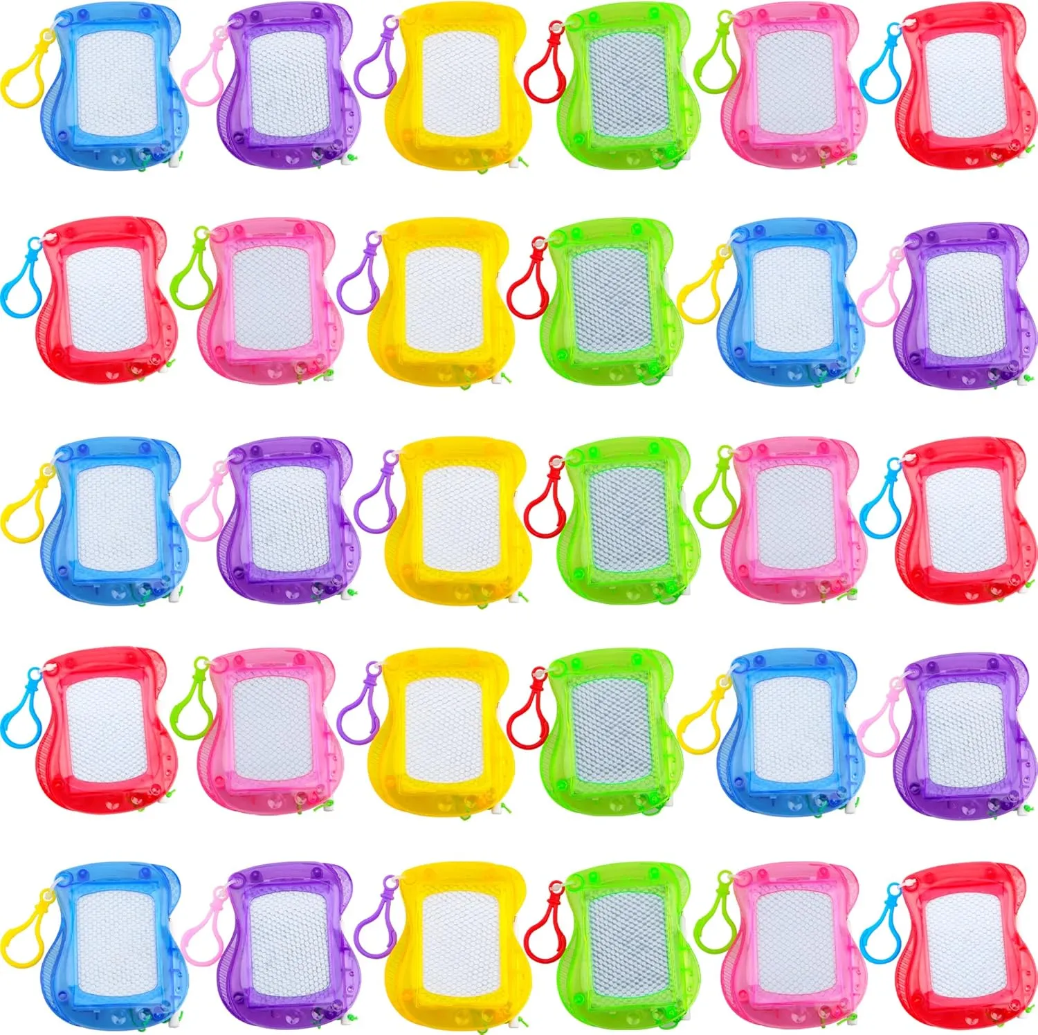 30 Pieces Mini Magnetic Drawing Board Travel Size Erasable Doodle Board Small Drawing Painting Sketch Board with Keychain for Kids Birthday Classroom Party Goodie Bags Fillers, 6 Colors