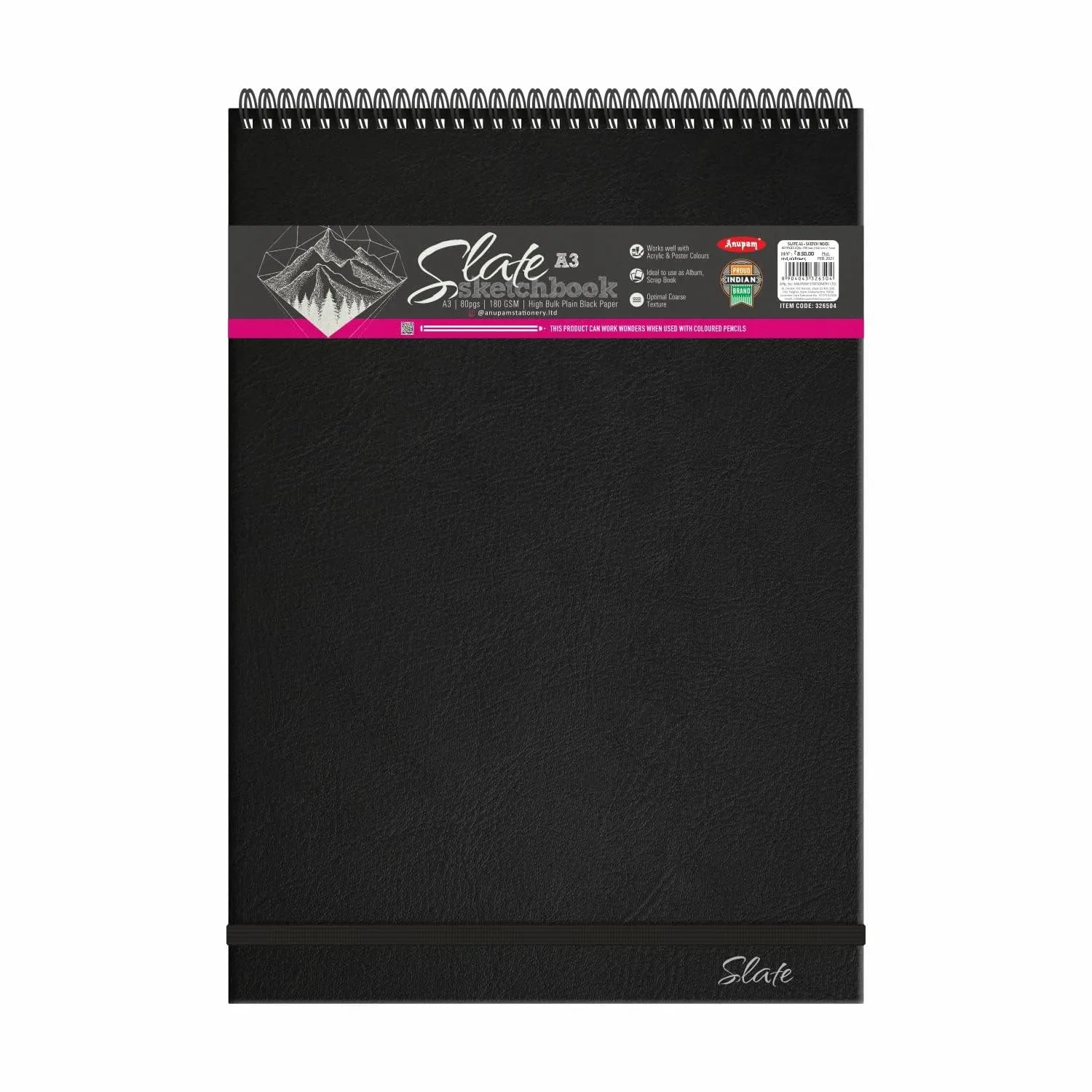 326504 SLATE SKETCH BOOK  180 GSM A3 L80 PGS