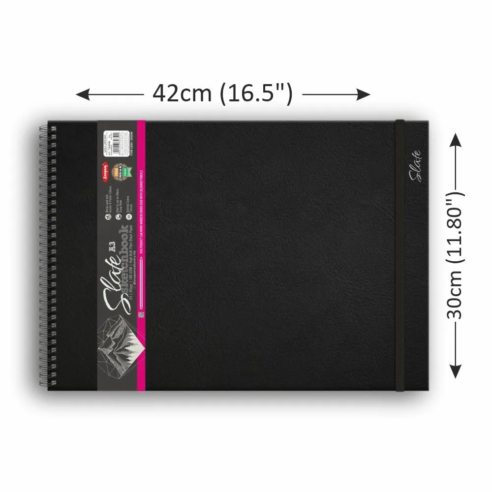 326504 SLATE SKETCH BOOK  180 GSM A3 L80 PGS