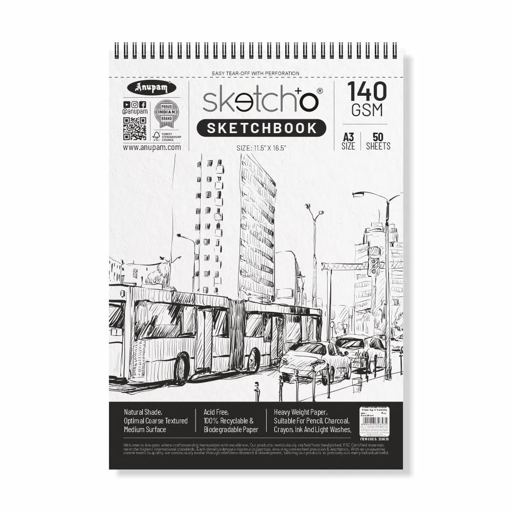 326535 SKETCH  O SOFT COVER (TOP WIRO) 140 GSM50 SHEETS A3
