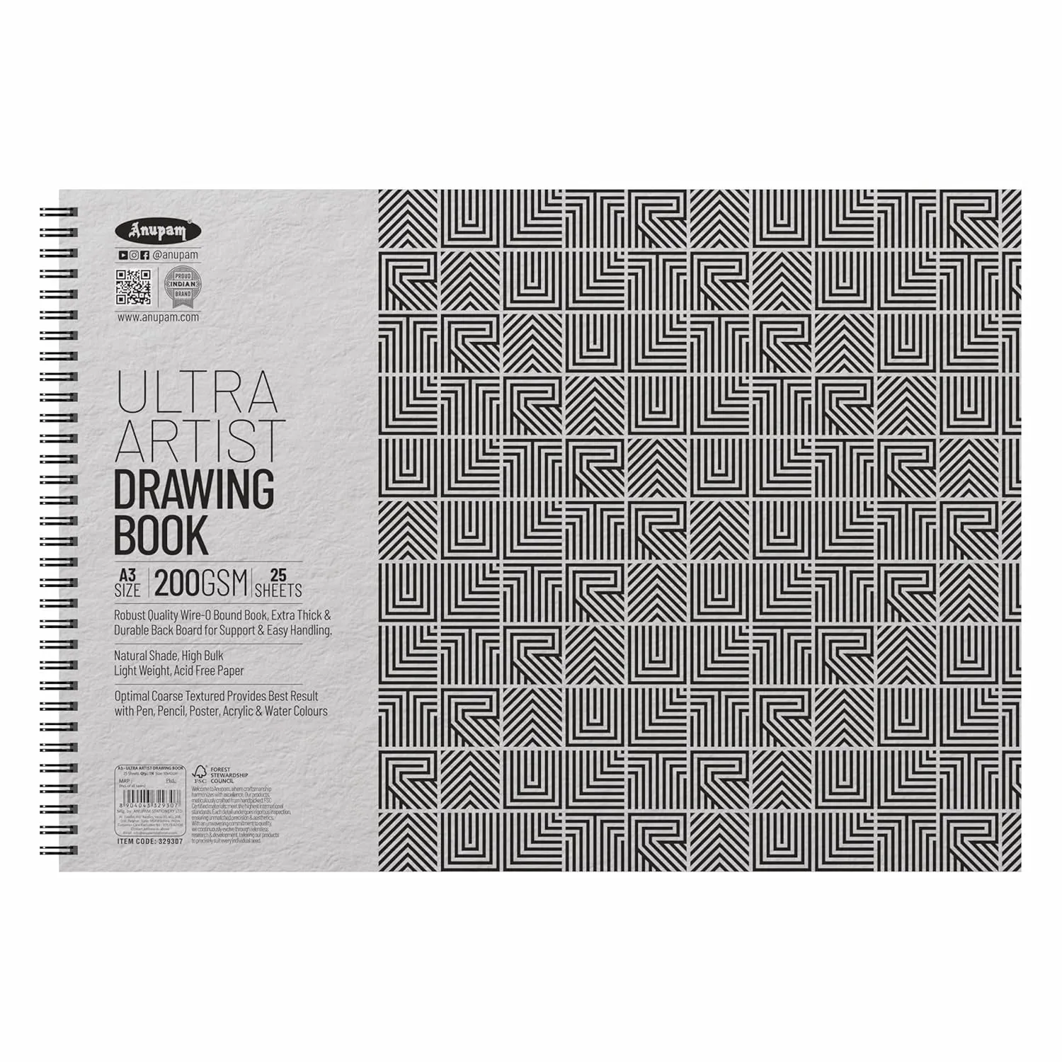 329307 ULTRA ARTIST BOOK 200 GSM A3 25 SHEETS