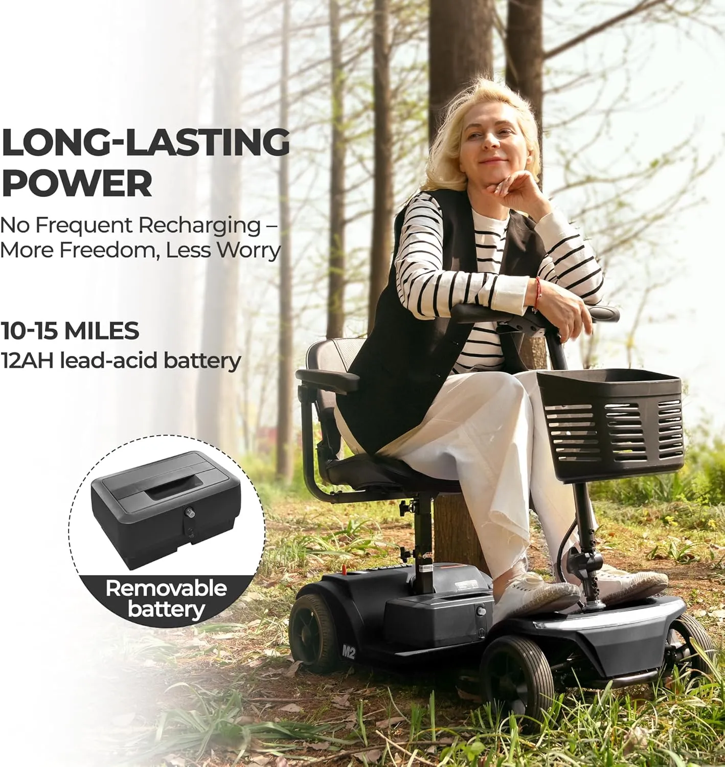 330lbs Max Weight, Electric Mobility Scooter for Adults 4 Wheel Mobility, 10-15miles Per Charge Electric Powered Wheelchair Power Scooters Black