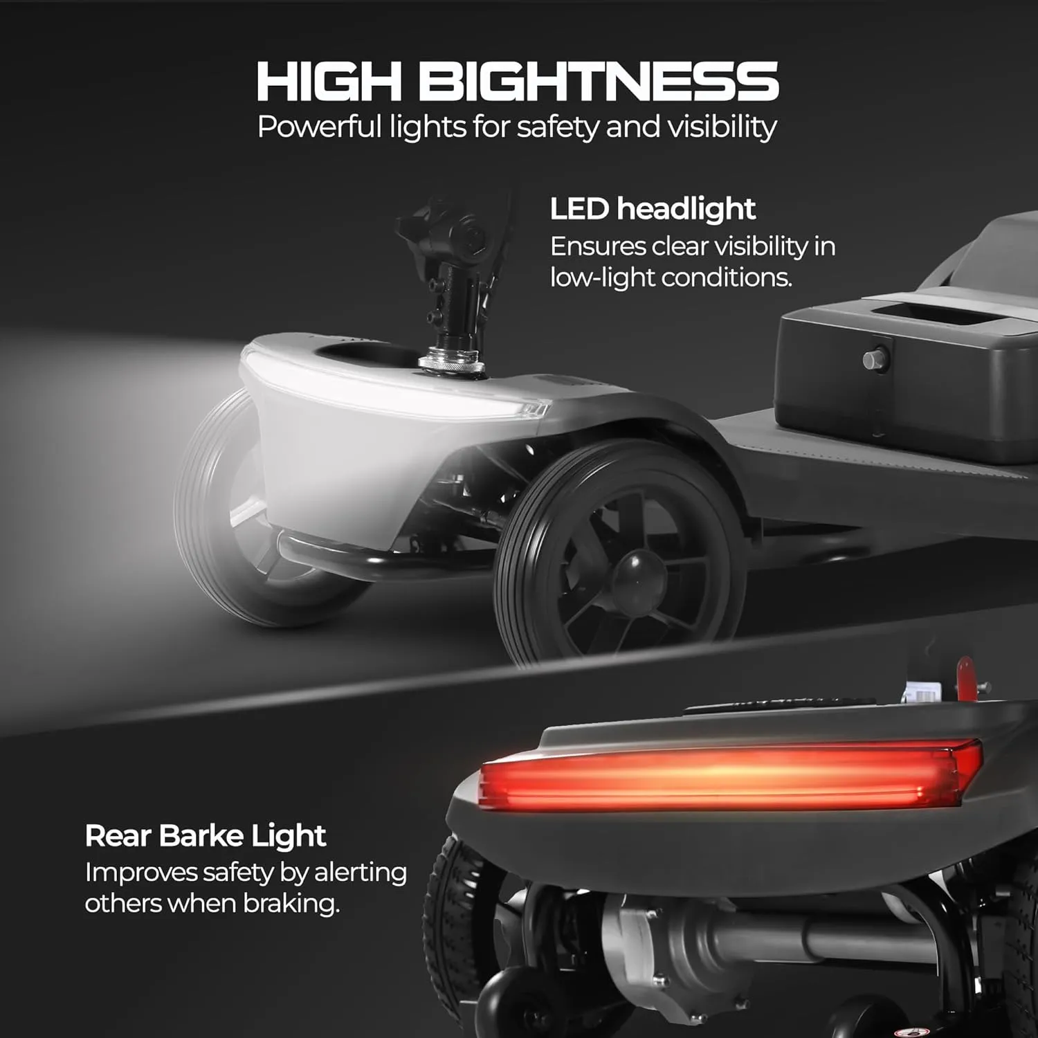 330lbs Max Weight, Electric Mobility Scooter for Adults 4 Wheel Mobility, 10-15miles Per Charge Electric Powered Wheelchair Power Scooters Black