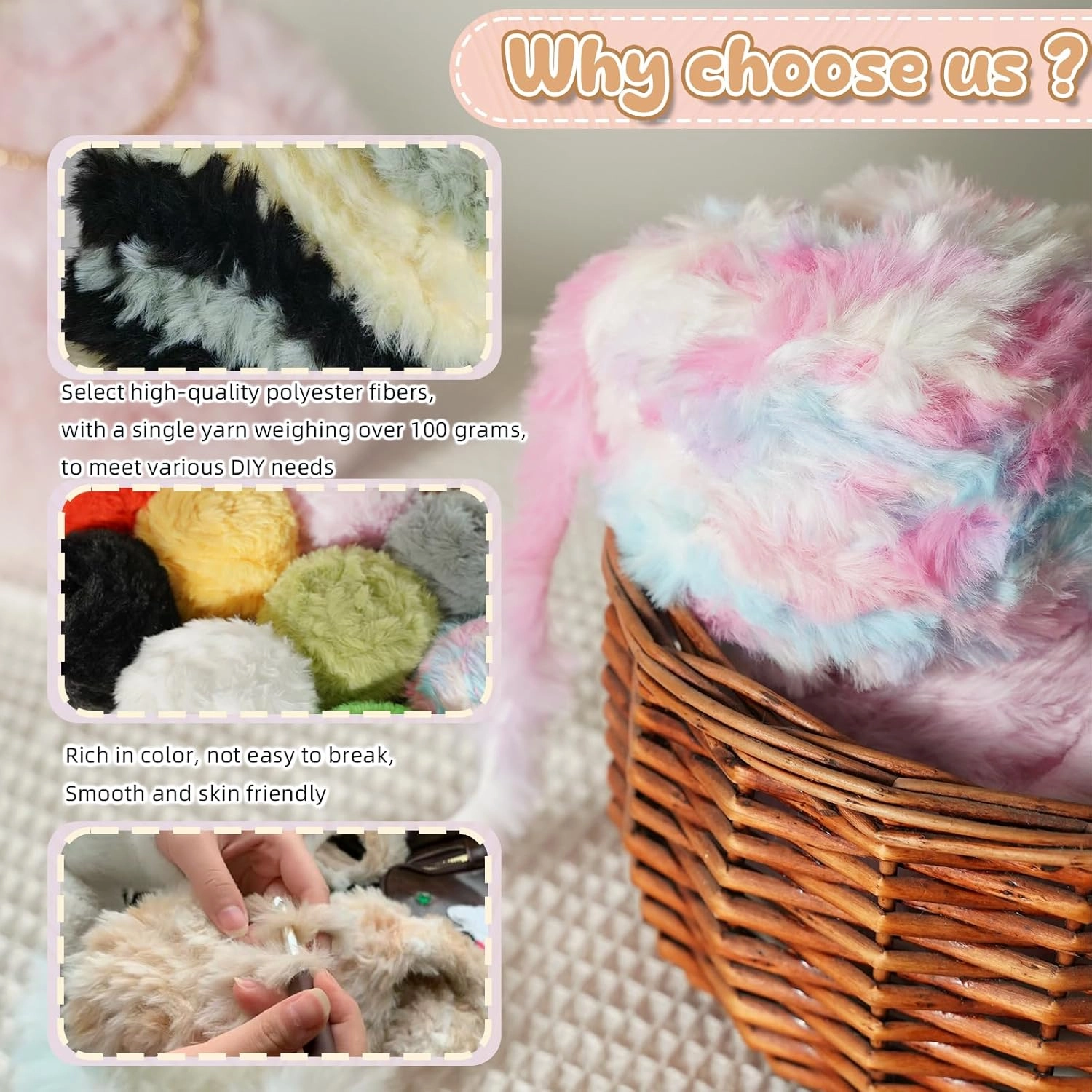 3.5 Oz/Skein Plush Velvet Thread Cozy Fluffy Blanket Fur Yarn for Crafting Fancy Thread for Crocheting Weaving DIY Thick Weaving Creating Toys, Garments (4 skeins, Pineapple)