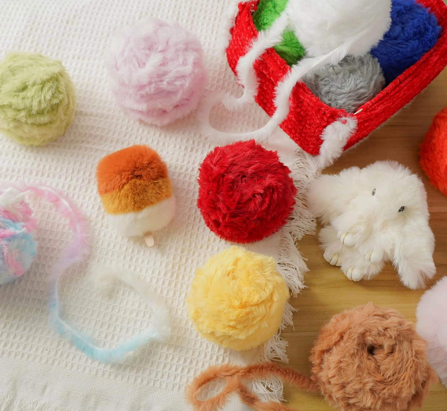 3.5 Oz/Skein Plush Velvet Thread Cozy Fluffy Blanket Fur Yarn for Crafting Fancy Thread for Crocheting Weaving DIY Thick Weaving Creating Toys, Garments (4 skeins, Pineapple)
