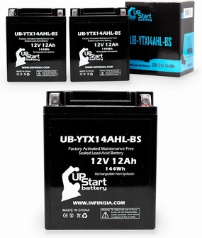 3-Pack UB-YTX14AHL-BS Battery Replacement for 1993 Gilera RC 600C 600 CC Motorcycle - Factory Activated, Maintenance Free, Motorcycle Battery - 12V, 12AH, UpStart Battery Brand