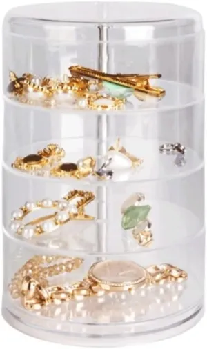 4-Tier,5-Tier Clear 360° Rotating Earring Organizer Box Portable Jewelry Case for Women Girls. Jewelry Organizer (Color : OneColor, Size : 5-Tier) (Onecolor 4)