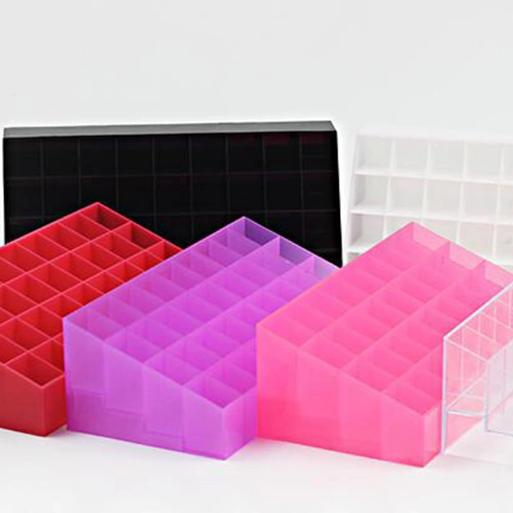 40 Box 4 Rows Lipstick Holder Clear Lip Gloss Makeup Brush Holder 40 Slots Makeup Holder Cosmetic Case Lip Tint Lipstick Storage Case Dressing Table Storage Box Purple