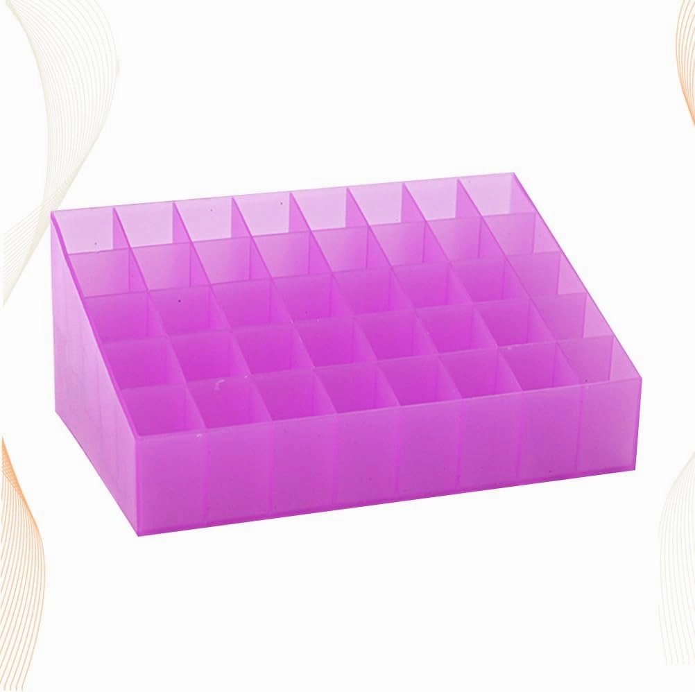 40 Box 4 Rows Lipstick Holder Clear Lip Gloss Makeup Brush Holder 40 Slots Makeup Holder Cosmetic Case Lip Tint Lipstick Storage Case Dressing Table Storage Box Purple