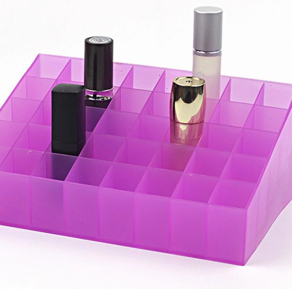 40 Box 4 Rows Lipstick Holder Clear Lip Gloss Makeup Brush Holder 40 Slots Makeup Holder Cosmetic Case Lip Tint Lipstick Storage Case Dressing Table Storage Box Purple