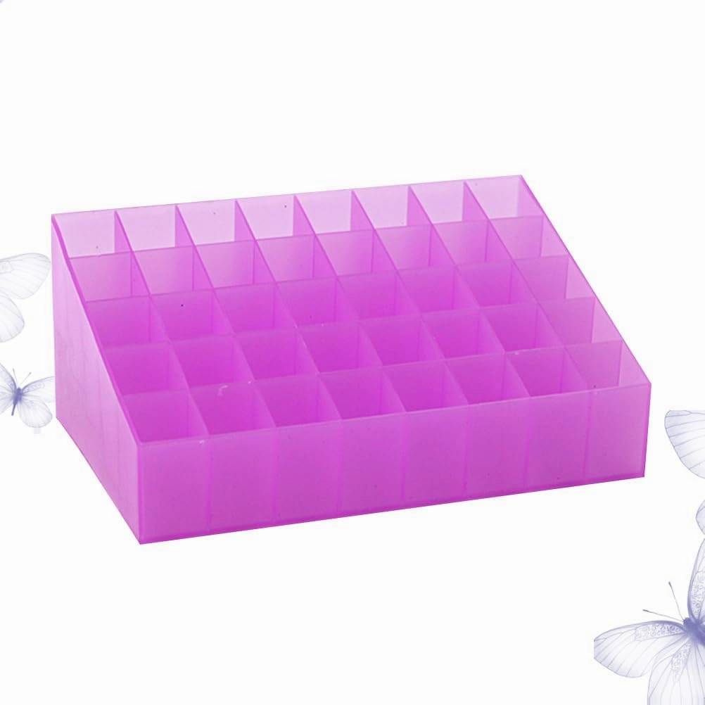 40 Box 4 Rows Lipstick Holder Clear Lip Gloss Makeup Brush Holder 40 Slots Makeup Holder Cosmetic Case Lip Tint Lipstick Storage Case Dressing Table Storage Box Purple