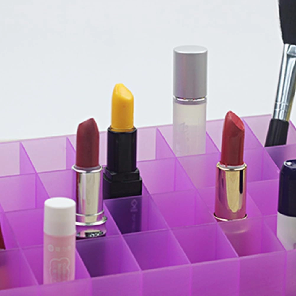 40 Box 4 Rows Lipstick Holder Clear Lip Gloss Makeup Brush Holder 40 Slots Makeup Holder Cosmetic Case Lip Tint Lipstick Storage Case Dressing Table Storage Box Purple