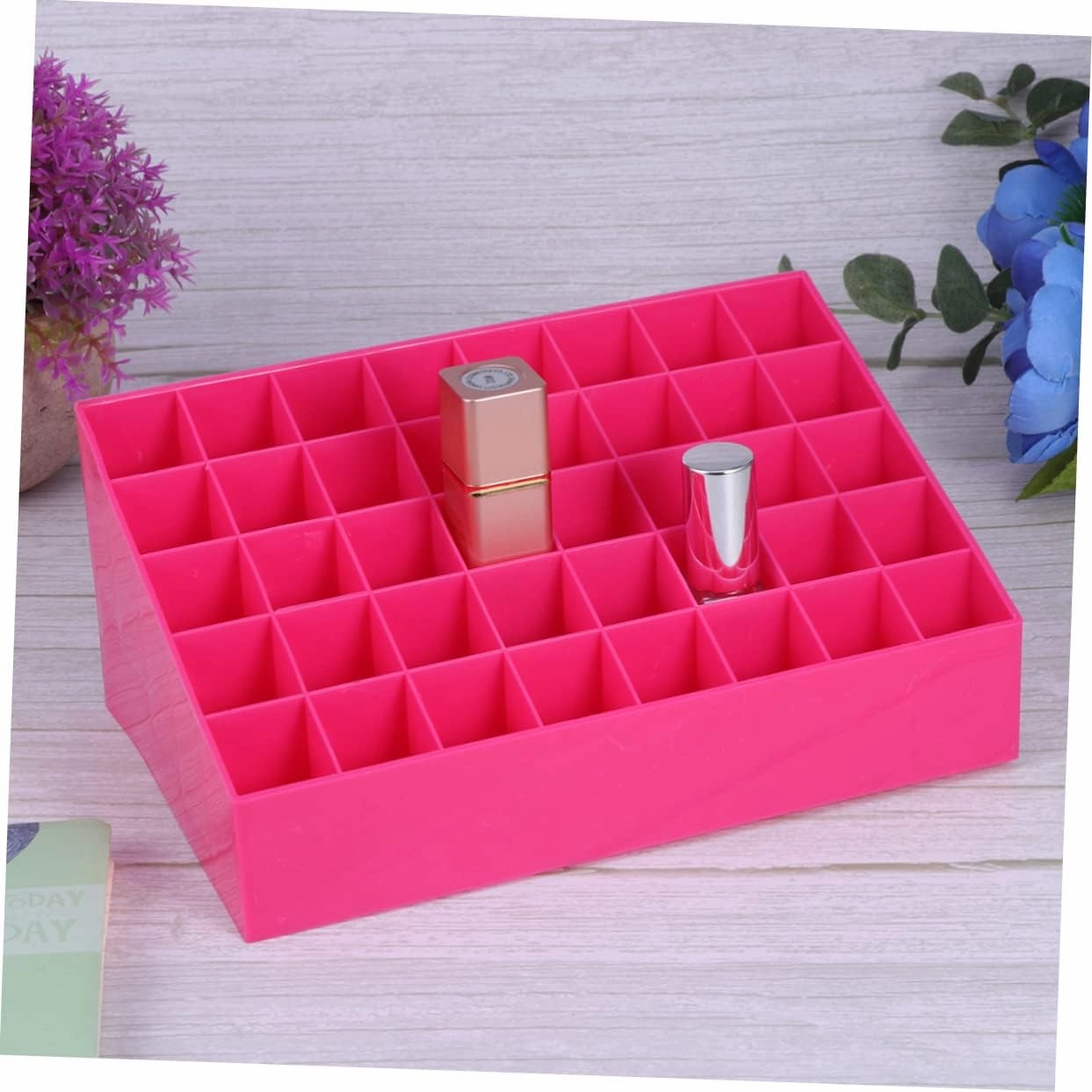 40 Slots Lipstick Storage Box Creative Makeup Organizer Jewelry Holder for Lipstick Nail Polish and Makeup Brush Storage for Home Shop