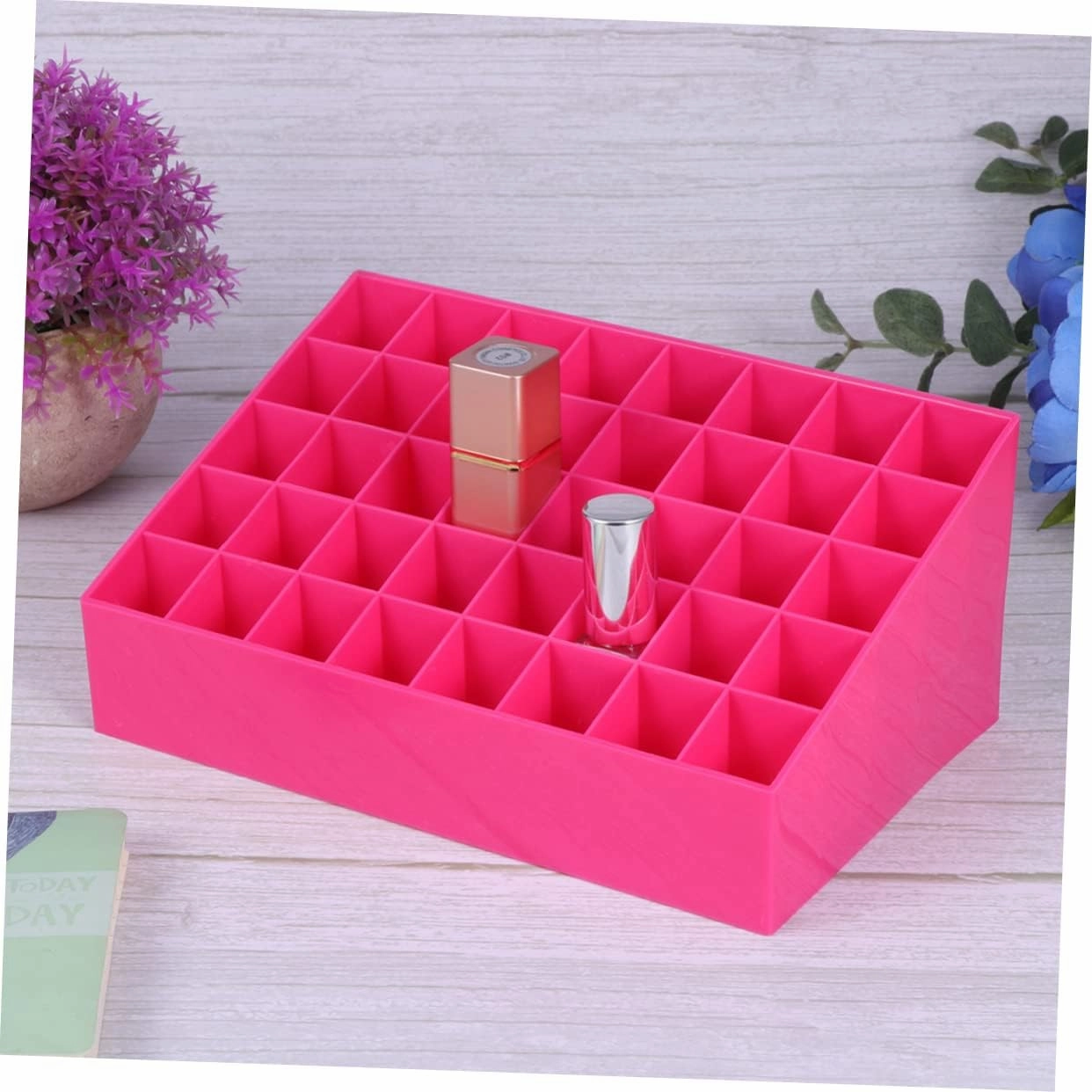 40 Slots Lipstick Storage Box Creative Makeup Organizer Jewelry Holder for Lipstick Nail Polish and Makeup Brush Storage for Home Shop