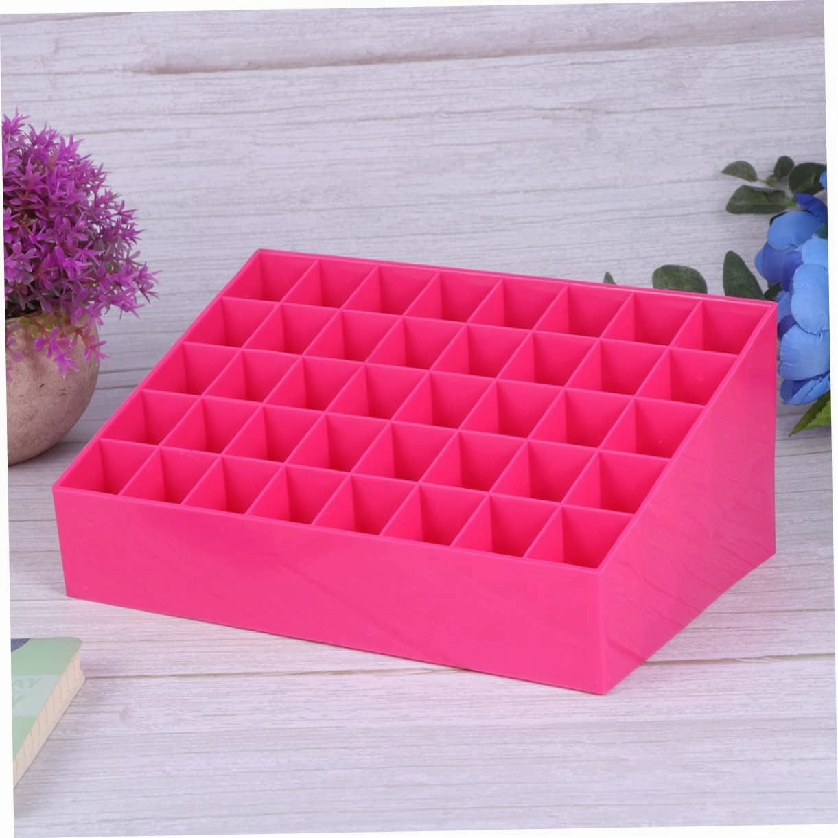 40 Slots Lipstick Storage Box Creative Makeup Organizer Jewelry Holder for Lipstick Nail Polish and Makeup Brush Storage for Home Shop
