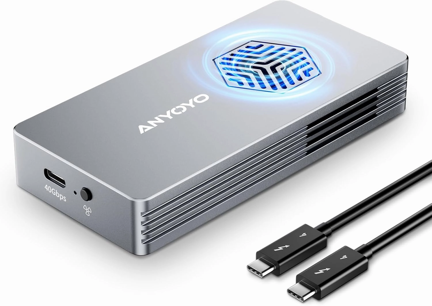 40Gbps M.2 NVMe SSD Enclosure with Fan, Tool Free Installation ,TBU401 for Mac mini M4,M.2 Enclosure Compatible for Thunderbolt 3/4, Aluminum Alloy Enclosure, up to 2700 MB/s