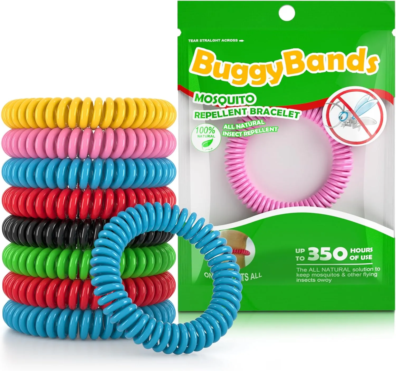 48 Pack Mosquito Bracelets, Mosquito Bands for Adults and Kids with Individually Wrapped & DEET Free, Natural and Waterproof Wristbands Citronella Bracelets for Camping Hiking