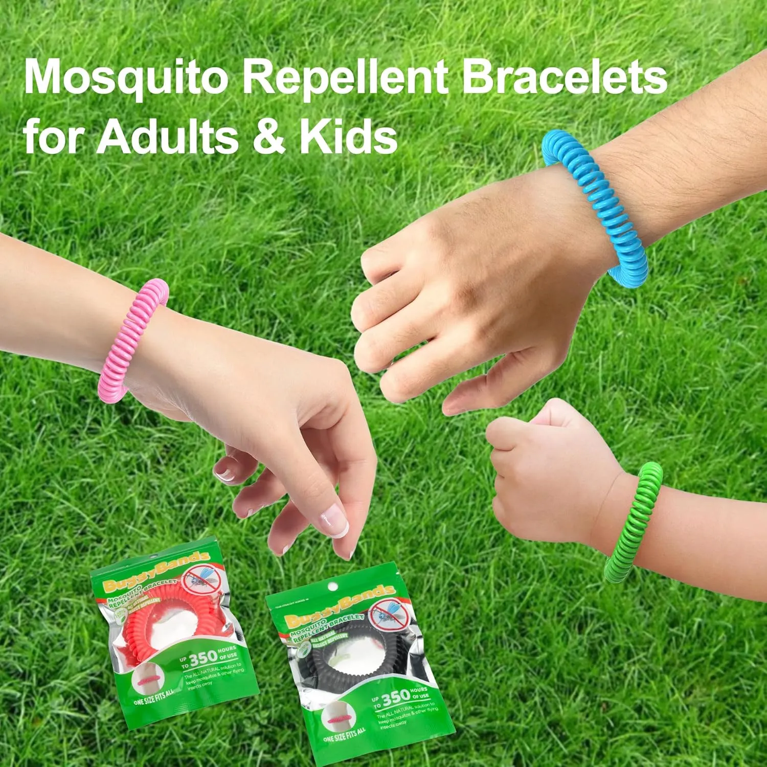 48 Pack Mosquito Bracelets, Mosquito Bands for Adults and Kids with Individually Wrapped & DEET Free, Natural and Waterproof Wristbands Citronella Bracelets for Camping Hiking