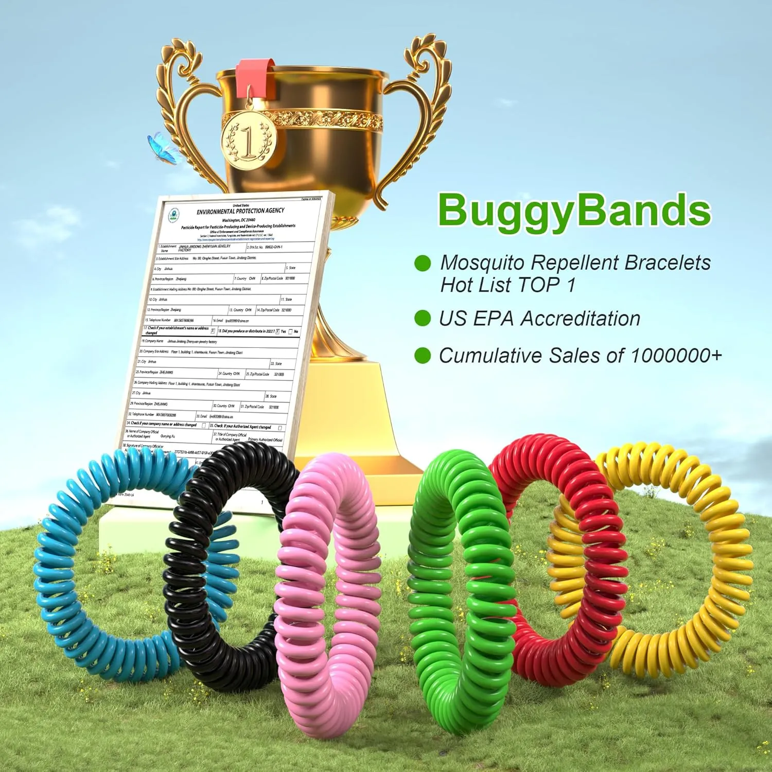 48 Pack Mosquito Bracelets, Mosquito Bands for Adults and Kids with Individually Wrapped & DEET Free, Natural and Waterproof Wristbands Citronella Bracelets for Camping Hiking