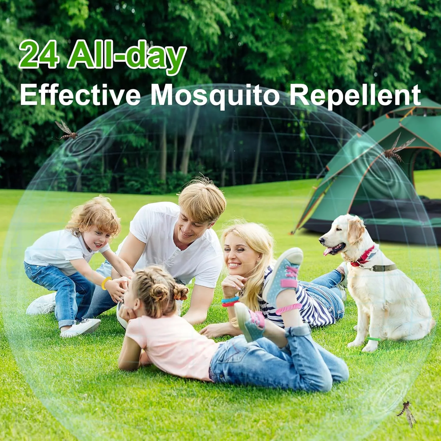 48 Pack Mosquito Bracelets, Mosquito Bands for Adults and Kids with Individually Wrapped & DEET Free, Natural and Waterproof Wristbands Citronella Bracelets for Camping Hiking