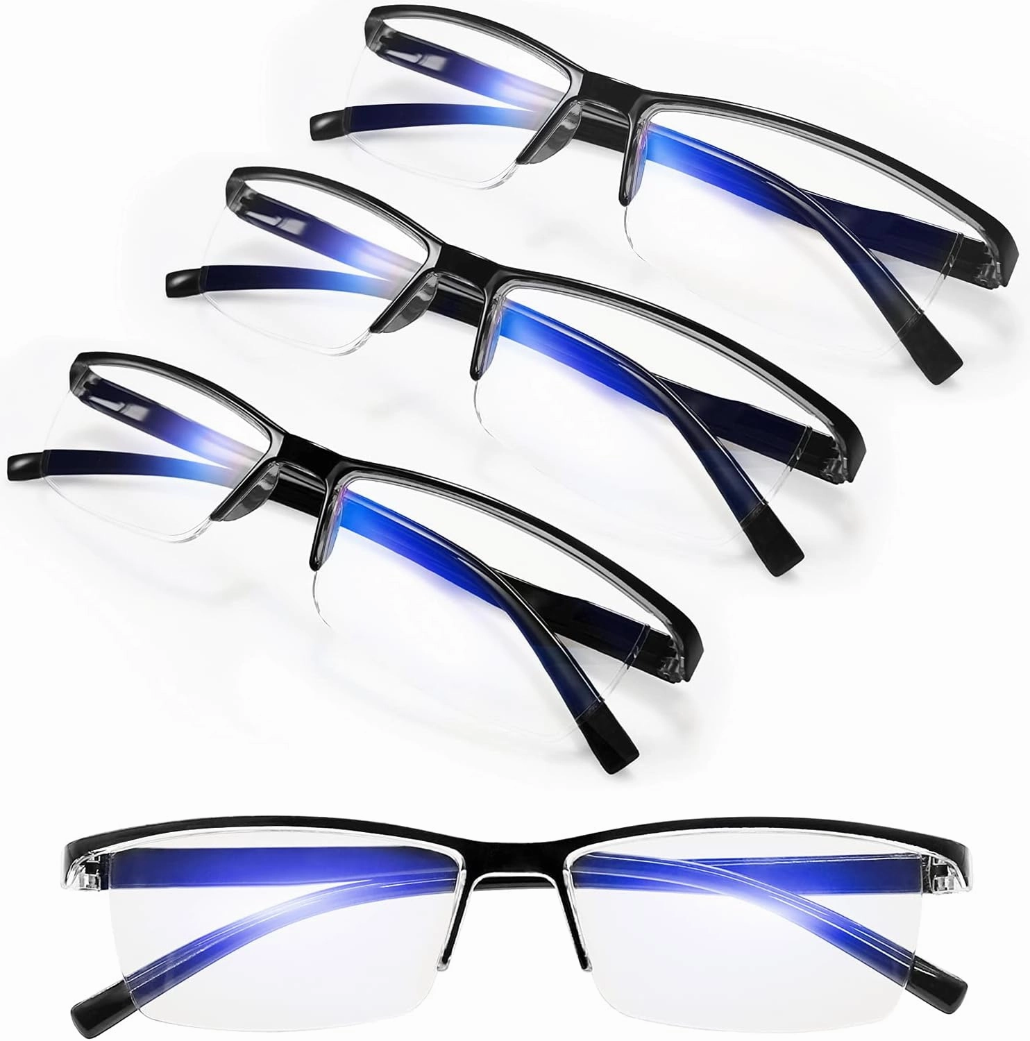 4 Pack Reading Glasses 1.75 for Women Men Blue Light Blocking Glare Filter Computer Readers 1.0 1.25 1.5 1.75 2.0 2.25 2.5 2.75 3.0 3.5 4.0 Black 175