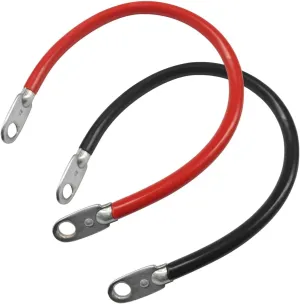4AWG 45CM/18Inch Battery Inverter Cables Set, Pure Copper Power Inverter Wire with 3/8" Tinned Copper Lugs Terminals, Battery Cable Set for Car, RV, Truck, Marine, Solar