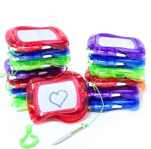 4E's Novelty Mini Drawing Board for Kids - Pack of 12 - Bulk Backpack Keychain Clip Drawing Boards, Erasable Doodle Sketch and Writing Pad Stocking Stuffers for Boys & Girls