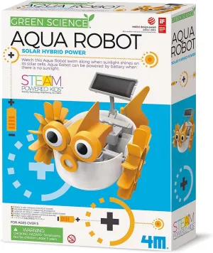 4M: Green Science: Aqua Robot - DIY Water Swimming Fish Toy Robot, Solar & Battery Hybrid Power, STEM Building Craft & Activity Set, Kids Ages 5 