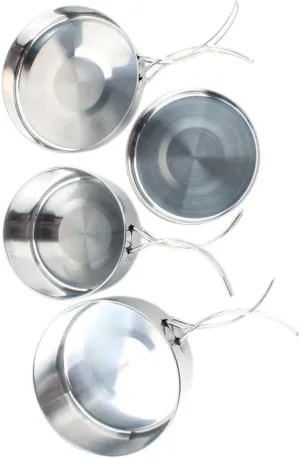 4pc Set Stainless Steel Camping Cookware Portable Cooking Pan Set Lid for Outdoor Hiking